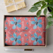 Rode en blauwe Waterverf bloemen met bevingen Tissuepapier (Geschenk)