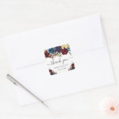 Rode en blauwe winterbloemen bruiloft vierkante sticker (Envelop)