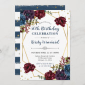 Rode en blauwe winterbloemen Lijst 50ste verjaarda Kaart (Voorkant / Achterkant)