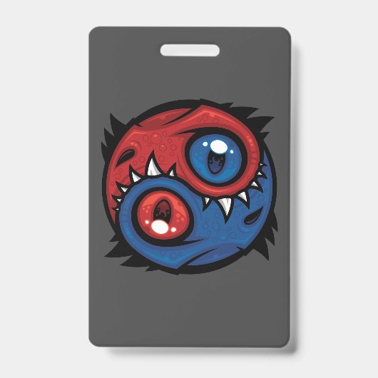 Rode en Blauwe Yin Yang Draken Badge (Voorzijde)