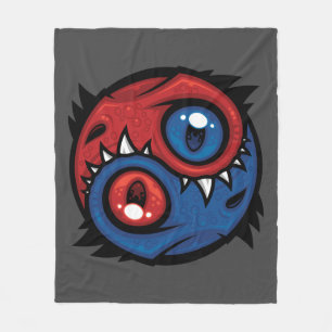 Rode en Blauwe Yin Yang Draken Fleece Deken