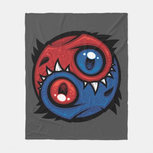 Rode en Blauwe Yin Yang Draken Fleece Deken (Voorkant)