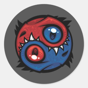Rode en Blauwe Yin Yang Draken Ronde Sticker