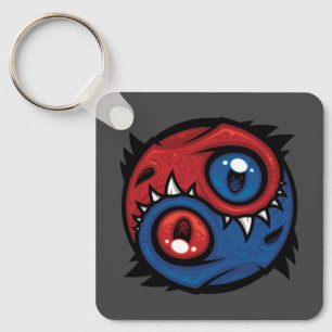 Rode en Blauwe Yin Yang Draken Sleutelhanger