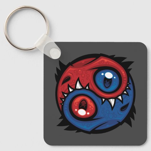 Rode en Blauwe Yin Yang Draken Sleutelhanger (Voorkant)