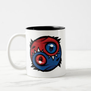 Rode en Blauwe Yin Yang Draken Tweekleurige Koffiemok