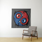 Rode en Blauwe Yin Yang Draken Wandkleed (In Situ (horizontaal))