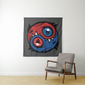 Rode en Blauwe Yin Yang Draken Wandkleed (In situ)