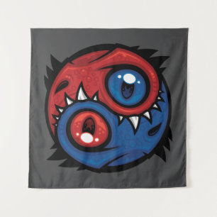 Rode en Blauwe Yin Yang Draken Wandkleed