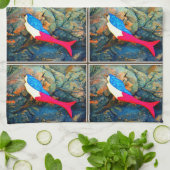 rode en blauwe zeemachtigen theedoek (Gevouwen)
