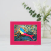 rode en blauwe zeemeermin briefkaart (Staand voorkant)