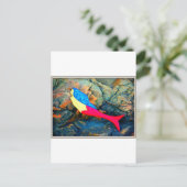 rode en blauwe zeemeermin briefkaart (Staand voorkant)