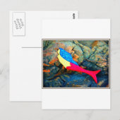rode en blauwe zeemeermin briefkaart (Voorkant / Achterkant)