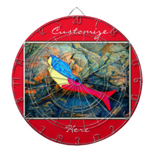 rode en blauwe zeemeermin dartbord