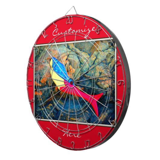 rode en blauwe zeemeermin dartbord (Voorkant Rechts)