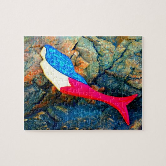 rode en blauwe zeemeermin legpuzzel (Horizontaal)