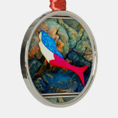 rode en blauwe zeemeermin metalen ornament (Rechts)