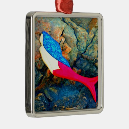 rode en blauwe zeemeermin metalen ornament (Rechts)