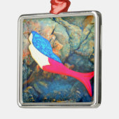 rode en blauwe zeemeermin metalen ornament (Links)