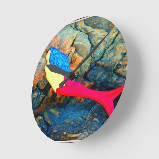 rode en blauwe zeemeermin ronde klok (Hoek)