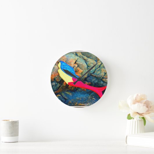 rode en blauwe zeemeermin ronde klok (Huis)