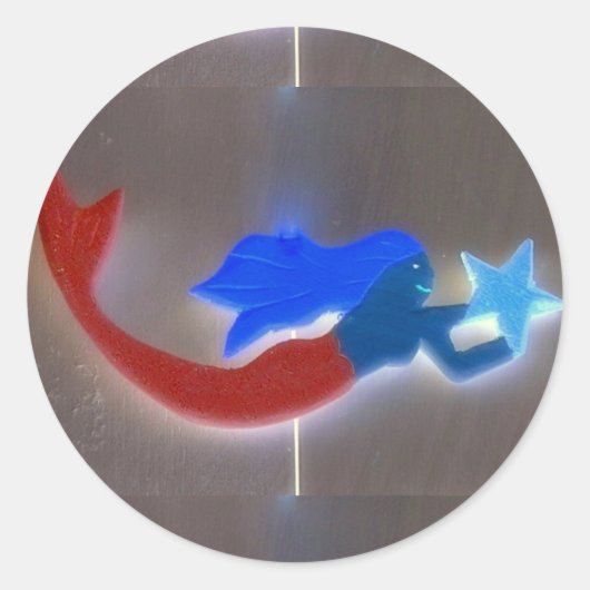 rode en blauwe zeemeermin sticker (Voorkant)