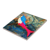 rode en blauwe zeemeermin tegeltje (Zijkant)