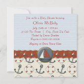 Rode en blauwe zeilboot baby shower kaart (Achterkant)