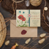 Rode en Blauwgroen Blauwe Tortelduifjes Damask Pop Kaart