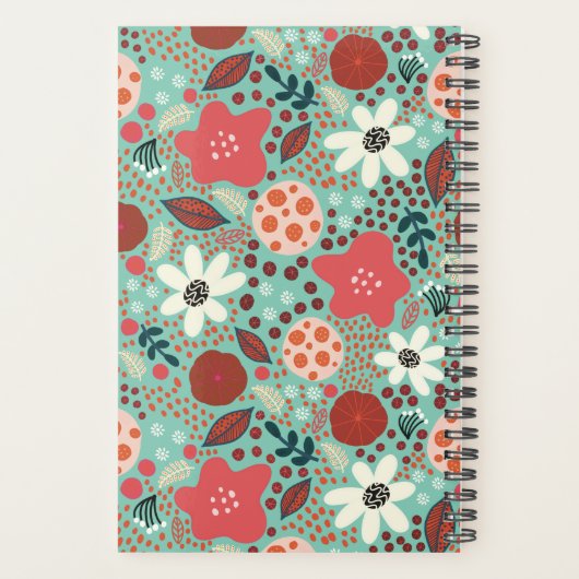 Rode en Blauwgroen bloemen Planner (Achterkant)