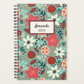 Rode en Blauwgroen bloemen Planner (Voorkant)
