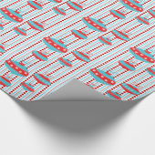 Rode en Blauwgroen Blue Tree Ornament Christmas Wr Cadeaupapier (Hoek)