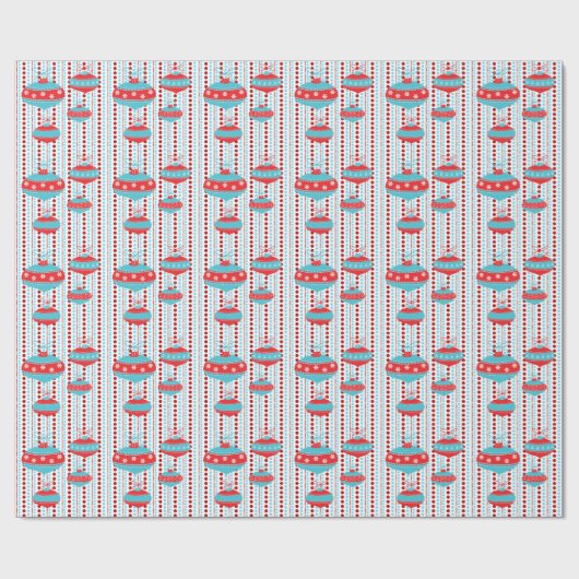 Rode en Blauwgroen Blue Tree Ornament Christmas Wr Cadeaupapier (Vlak)