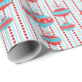 Rode en Blauwgroen Blue Tree Ornament Christmas Wr Cadeaupapier (Rol Hoek)