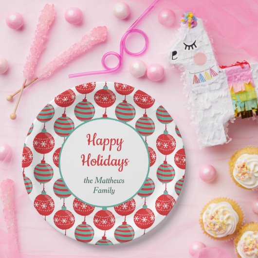 Rode en Blauwgroen kerstbommen Papieren Bordje (Feest)