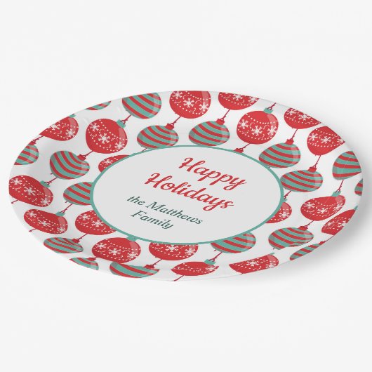 Rode en Blauwgroen kerstbommen Papieren Bordje (Gekanteld)