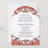 Rode en Blauwgroen  Paisley Damask Wedding Invites Kaart (Voorkant)