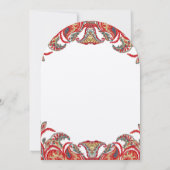 Rode en Blauwgroen  Paisley Damask Wedding Invites Kaart (Achterkant)