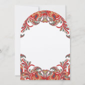 Rode en Blauwgroen  Paisley Peacock Damask Wedding Kaart (Achterkant)