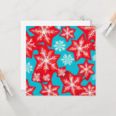 Rode en Blauwgroen sneeuwvlokken Kaart (Voorkant / Achterkant in situ)