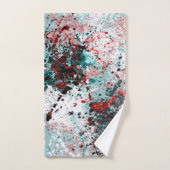 Rode en blauwgroen splatters bad handdoek (Handdoek)