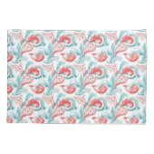 Rode en Blauwgroen witte achtergrond Paisley Patte Kussensloop (Achterkant-Links)