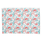 Rode en Blauwgroen witte achtergrond Paisley Patte Kussensloop (Voorkant-Links)