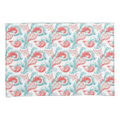 Rode en Blauwgroen witte achtergrond Paisley Patte Kussensloop (Voorkant-Rechts)