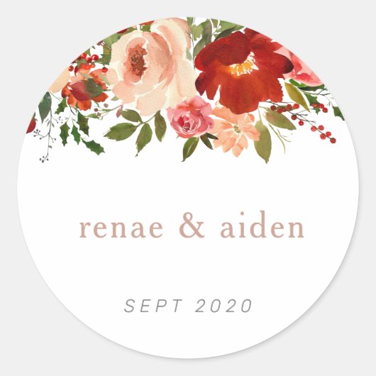 Rode en blozende floral sticker (Voorkant)