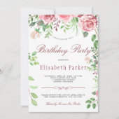 Rode en Blush Rozen Tuin Verjaardagsfeest Kaart (Voorkant)