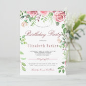 Rode en Blush Rozen Tuin Verjaardagsfeest Kaart (Staand voorkant)