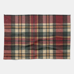 Rode en bosgroene flanel plaid theedoek