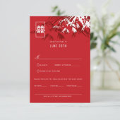Rode en Bourgogne Bamboe trekt het Chinese huwelij RSVP Kaartje (Staand voorkant)