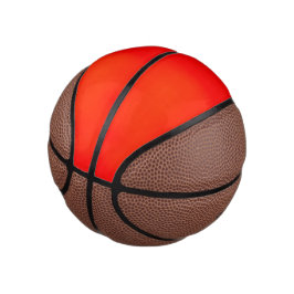 Rode en bruine basketbal met zwarte naden